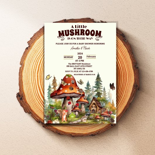 Paddenstoelen fantasierijke herfst bos baby shower kaart