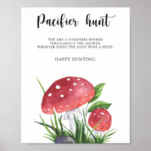 Paddenstoelen - fopspeen jacht baby shower spel poster