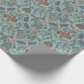 Paddenstoelen Fox & Dragonfly Cute Autumn Pattern  Cadeaupapier (Hoek)