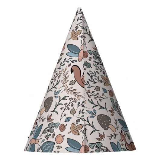 Paddenstoelen Fox & Dragonfly Cute Autumn Pattern Feesthoedjes (Achterkant)