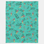 Paddenstoelen, groen en bloemmotief aangepaste naa fleece deken (Voorkant)