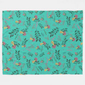 Paddenstoelen, groen en bloemmotief aangepaste naa fleece deken (Voorkant (Horizontaal))