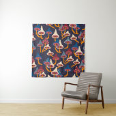 Paddenstoelen Illustratie Stof Wrapping Patroon Wandkleed (In situ)