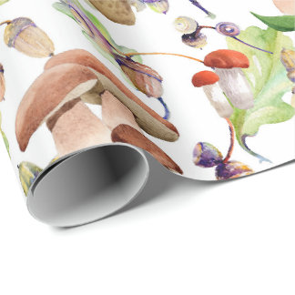 paddenstoelen in een zacht waterverf patroon cadeaupapier
