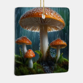 Paddenstoelen in een zware regen keramisch ornament (Rechts)