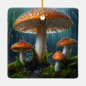Paddenstoelen in een zware regen keramisch ornament (Achterkant)
