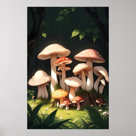 Paddenstoelen in het bos poster (Voorkant)