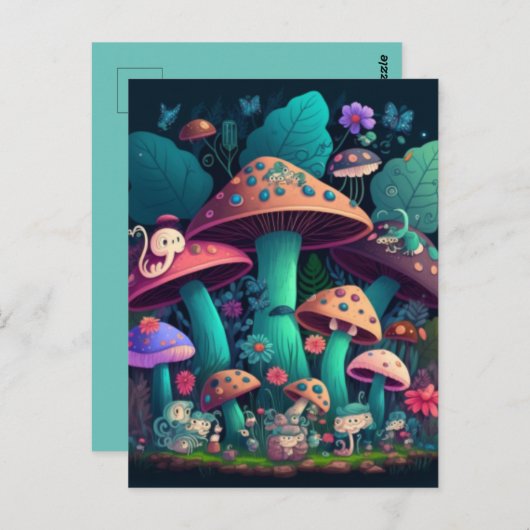 Paddenstoelen in het veld briefkaart (Voorkant / Achterkant)