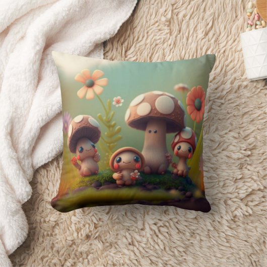 Paddenstoelen in het veld werpen kussen op (Deken)