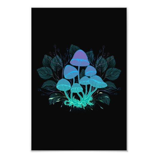 Paddenstoelen in struiken foto afdruk (Voorkant)