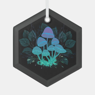 Paddenstoelen in struiken glas ornament