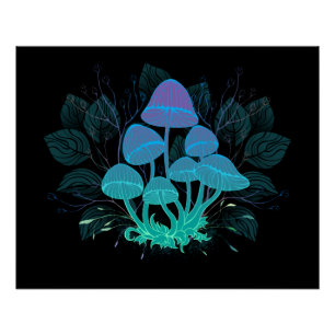 Paddenstoelen in struiken perfect poster