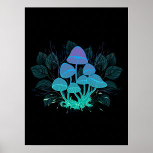 Paddenstoelen in struiken poster