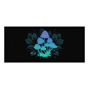 Paddenstoelen in struiken reclamekaart