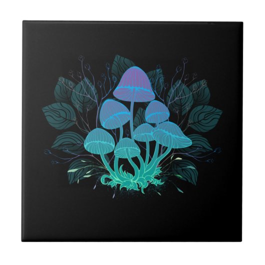 Paddenstoelen in struiken tegeltje (Voorkant)