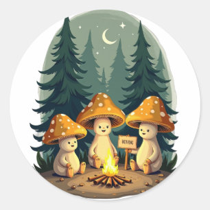 Paddenstoelen Kampvuur Positiviteit Blijf Positief Ronde Sticker