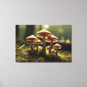 Paddenstoelen kweken in het bos canvas afdruk