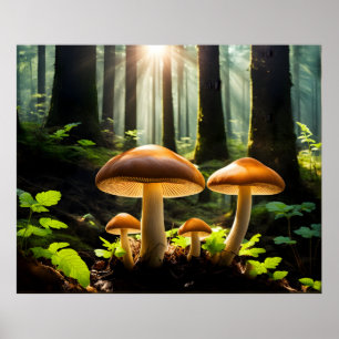 Paddenstoelen kweken in het bos poster