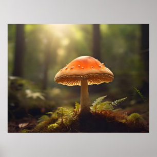Paddenstoelen kweken in het bos poster