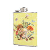 Paddenstoelen, libellen, moten en slakken heupfles (Links)