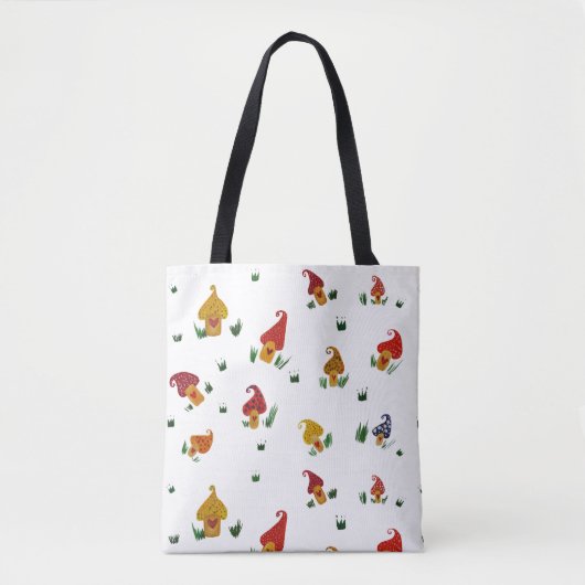 Paddenstoelen met hart All-Over-Print Canvas tas (Voorkant)