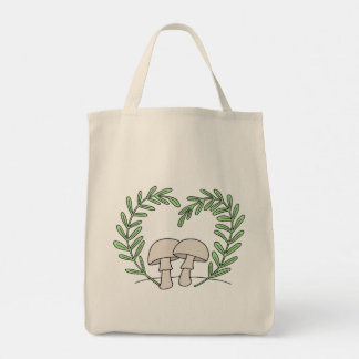 Paddenstoelen met hart-fernebladeren tote bag