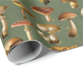 paddenstoelen op groen cadeaupapier (Rol Hoek)
