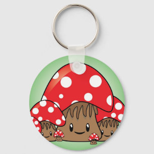Paddenstoelen op groene achtergrond sleutelhanger