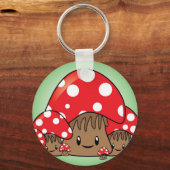 Paddenstoelen op groene achtergrond sleutelhanger (Voorkant)