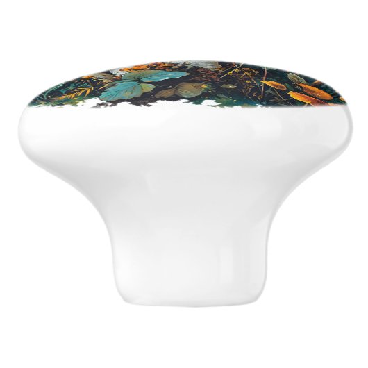 Paddenstoelen Retro Antiek Stijl Keramische Knop (Zijkant)