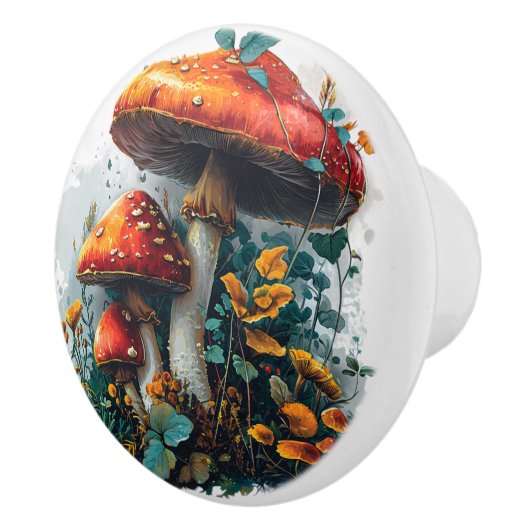 Paddenstoelen Retro Antiek Stijl Keramische Knop (Rechts)