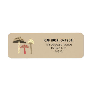 Paddenstoelen Retro Modern Botanisch Retouradres Etiket