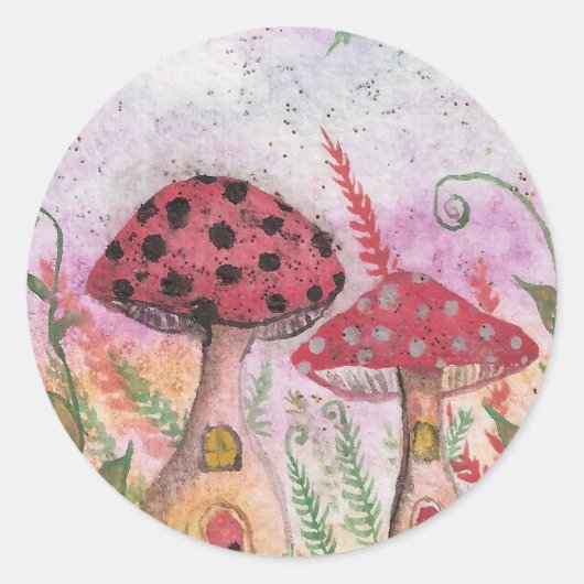 paddenstoelen ronde sticker (Voorkant)
