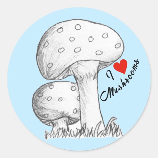 Paddenstoelen schets ronde sticker (Voorkant)