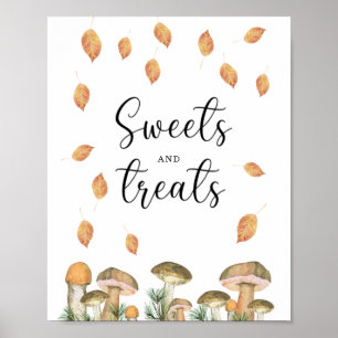 Paddenstoelen - snoep en traktaties baby shower poster