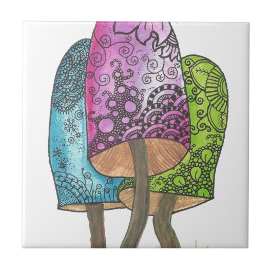 paddenstoelen tegeltje (Voorkant)