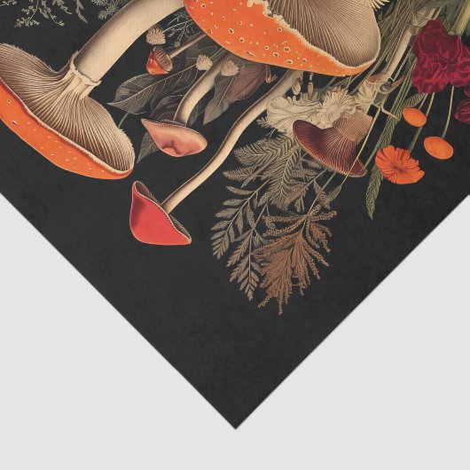 Paddenstoelen tussen  bloemen Illustratie Tissuepapier (Detail)