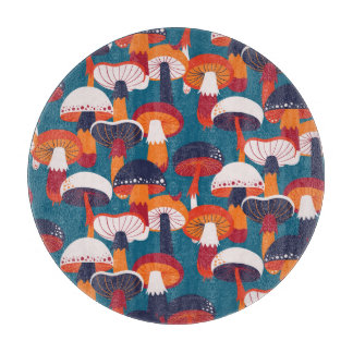 Paddenstoelen variëteit,  naadloze illustratie. snijplank