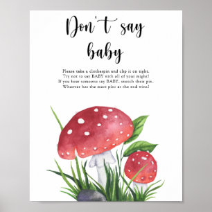Paddenstoelen vliegen agarisch Zeg niet baby Poster