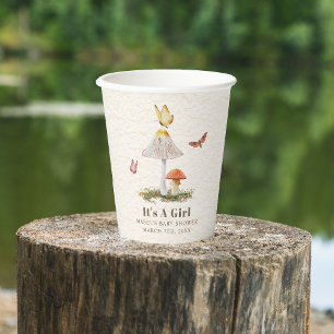 Paddenstoelen & Vlinders Meisje Baby shower Papieren Bekers