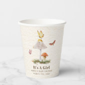 Paddenstoelen & Vlinders Meisje Baby shower Papieren Bekers (Voorkant)