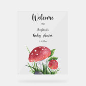 Paddenstoelen Welkom Baby shower Acryl Bord (Voorkant)