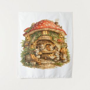 Paddenstoelenbakkerij Whimsical Woodland Cottage Wandkleed