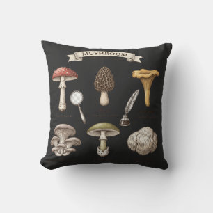 paddenstoelendiagram, vintage botanisch, mycologie kussen