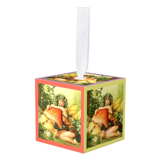 paddenstoelenfee Thunder_Cove Kubus Ornament (Voorkant hoekig)