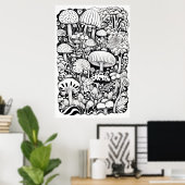 Paddenstoelenlijntekening Poster (Thuiskantoor)