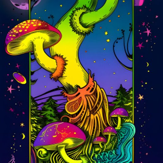 Paddenstoelentrippy kleurt psychedelisch skateboard