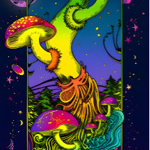 Paddenstoelentrippy kleurt psychedelisch