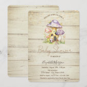 Paddenstoelhuizen Houtstructuur Baby Shower Kaart (Voorkant / Achterkant)