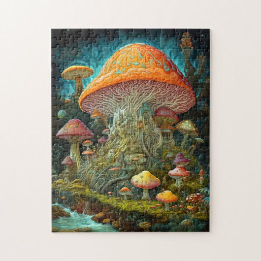 Paddenstoellandschap Surrealistische Fantasy Art Legpuzzel (Verticaal)